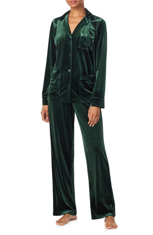 Ralph Lauren Velvet Sleep Set In Green