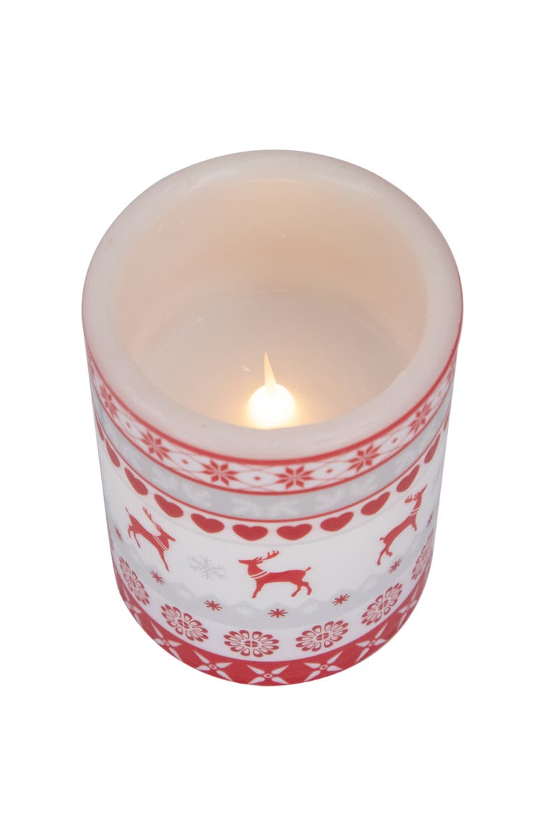 Northlight LED Flameless Flickering Nordic Reindeer Wax Pillar Christmas Candles - 6" - Set of 3, Alternate, color, White