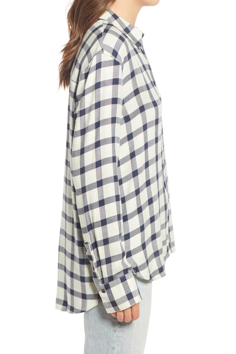 Boyfriend Shirt, Alternate, color, IVORY- NAVY JADE CHECK