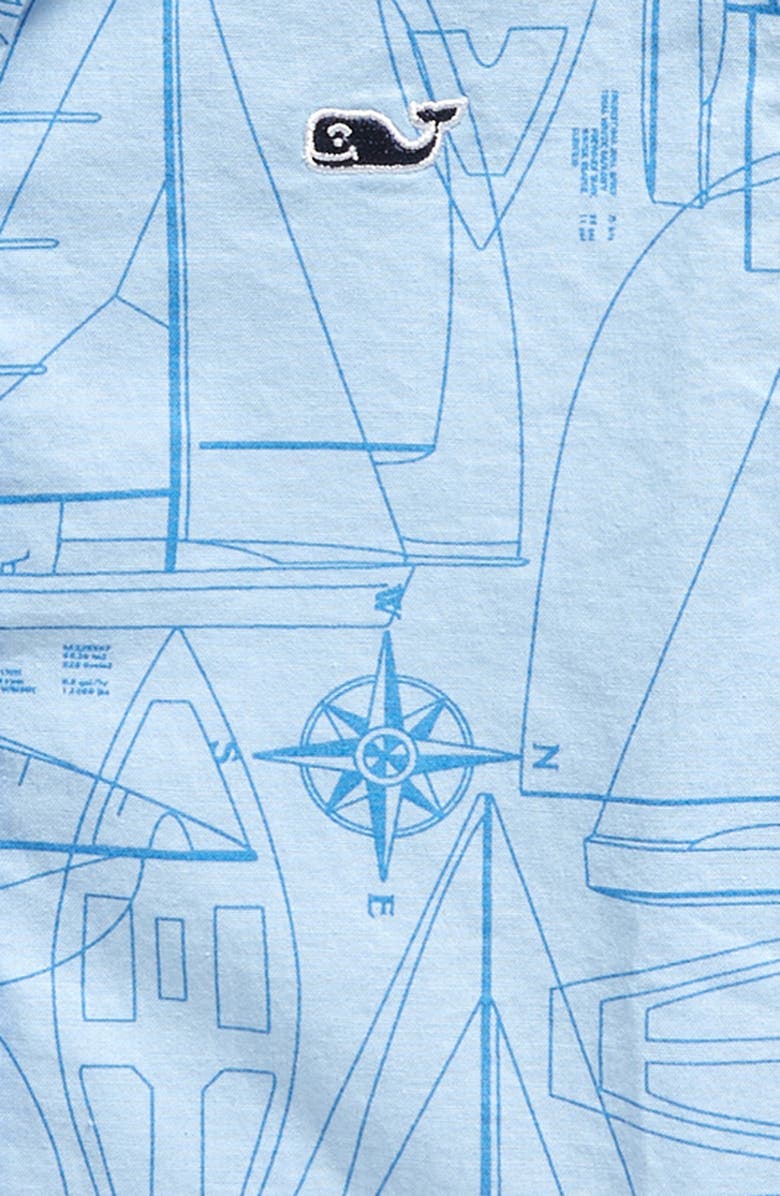 vineyard vines Kids' Sailboat Print Short Sleeve Cotton Button-Up Shirt, Alternate, color, 