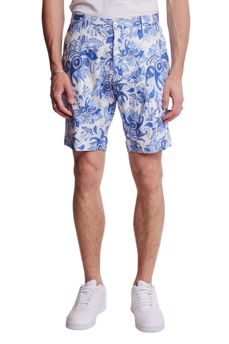 Felix Slim Fit Shorts, Main, color, INDIGO WHITE PAISLEY