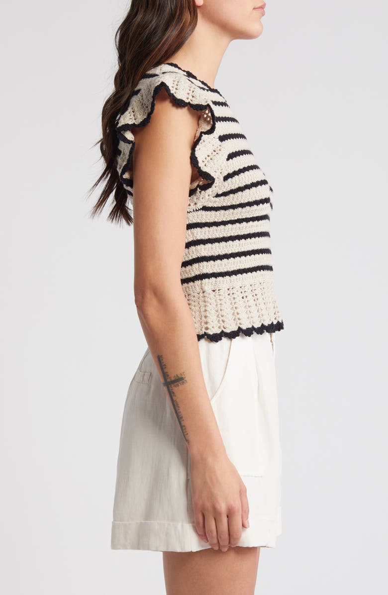 Rails Coen Ruffle Sleeve Peplum Cotton Sweater, Alternate, color, 