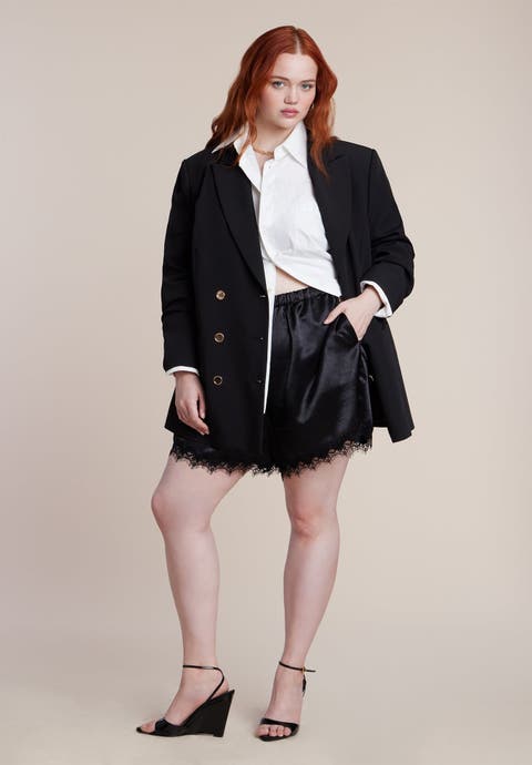 Satin Lace Trim Short (Plus)