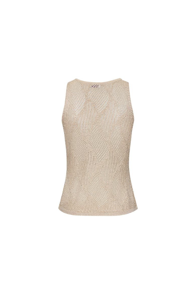 Crochet Open Work Tank Top, Alternate, color, Beige Gold