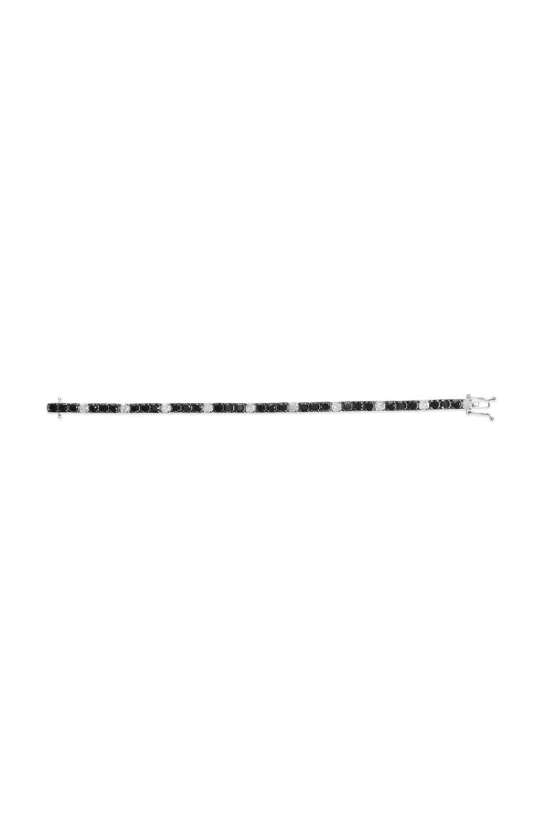 Silver 12.0Cttw Black and White Diamond Tennis Bracelet, Alternate, color, White