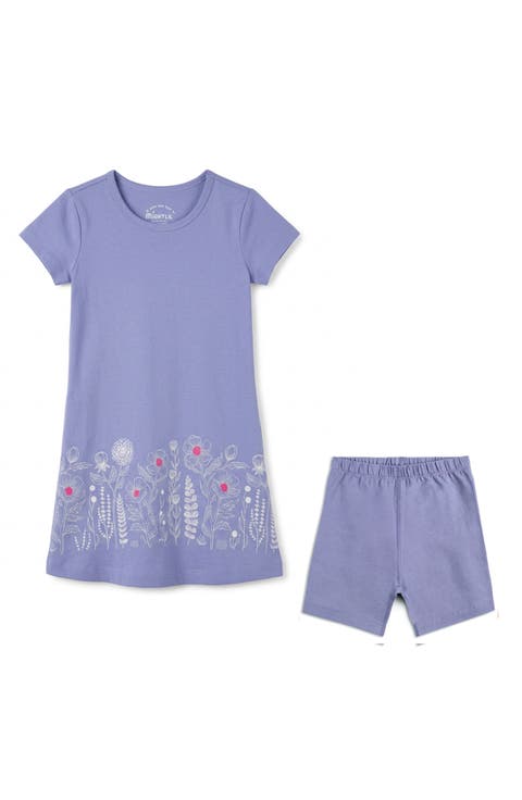 Organic Cotton Short Sleeve T-Shirt Dress & Biker Short 2-piece Set