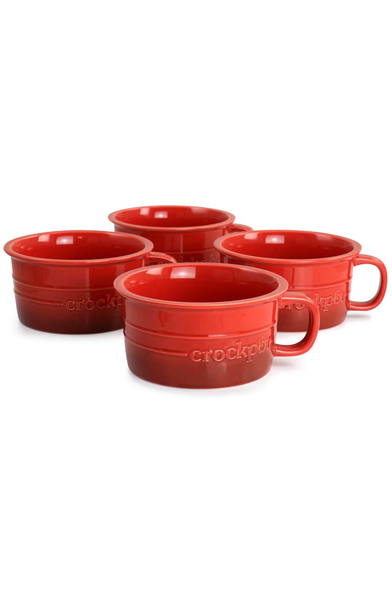 Crock-pot Appleton 24oz Stoneware 4 Piece Soup Mug Set, Alternate, color, Red