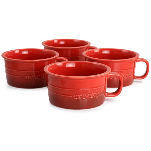Crock-pot Appleton 24oz Stoneware 4 Piece Soup Mug Set In Red