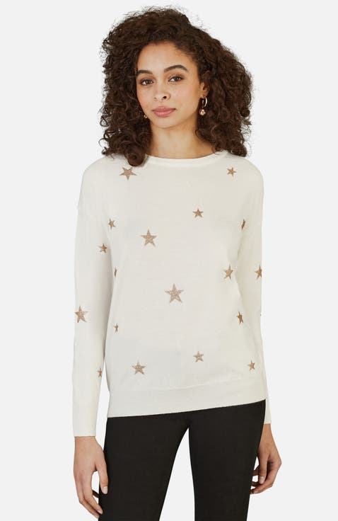 Foil Star Print Relaxed Fit Sweater