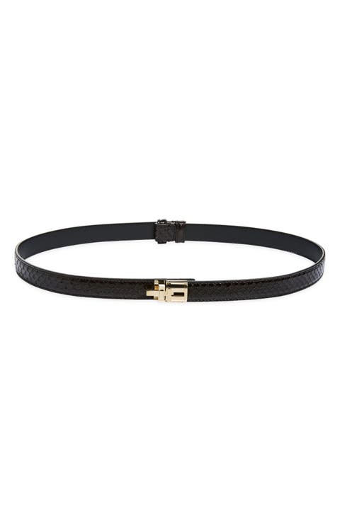 Snakeskin Embossed Sheepskin Leather Belt