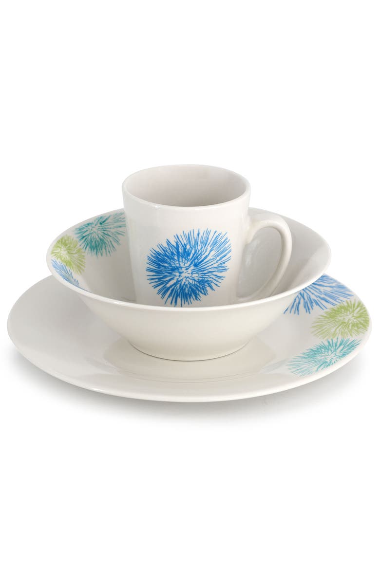 Gibson Home Blue Meadow 12 Piece Fine Ceramic Dinnerware Set, Alternate, color, White