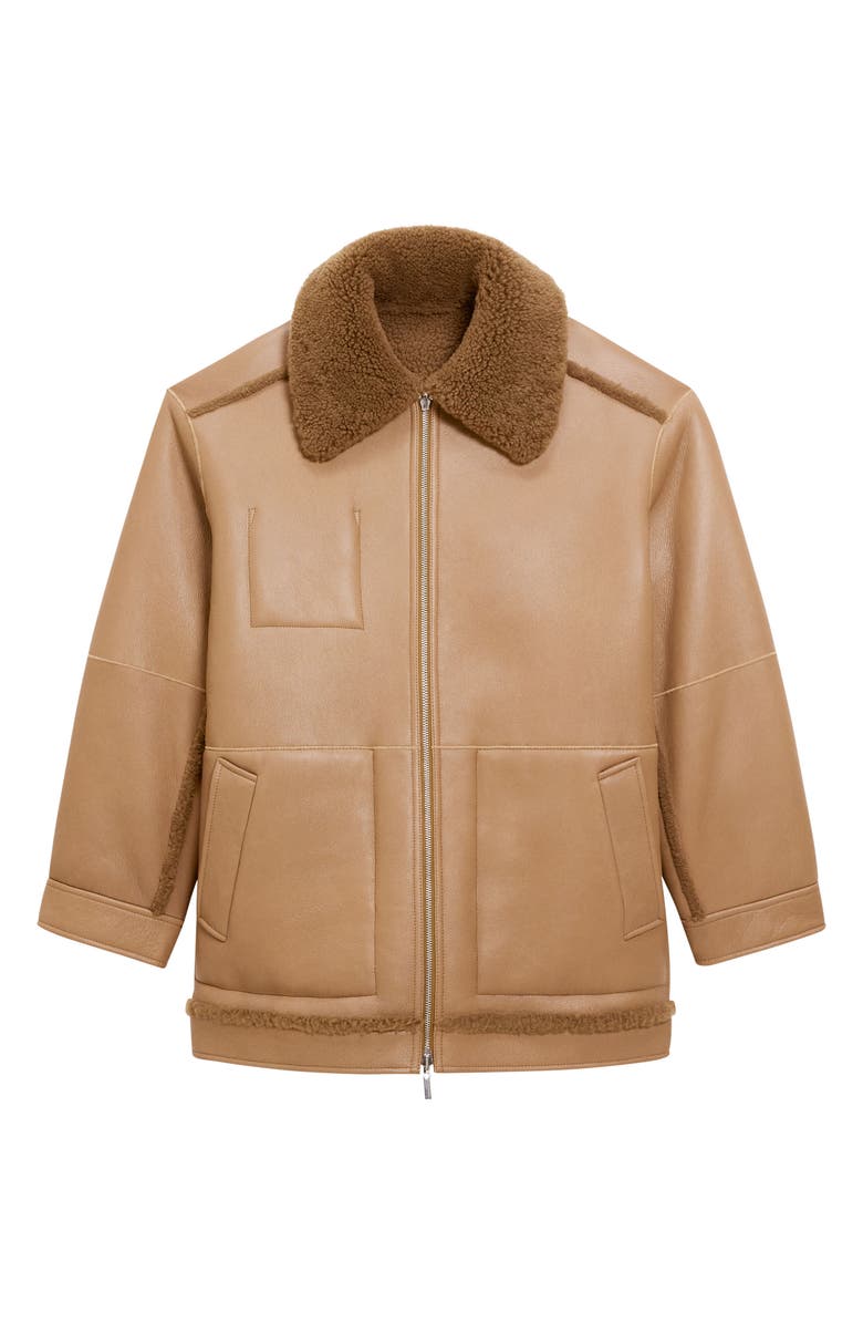 Theory Genuine Shearling Reversible Coat, Alternate, color, Pale Brown
