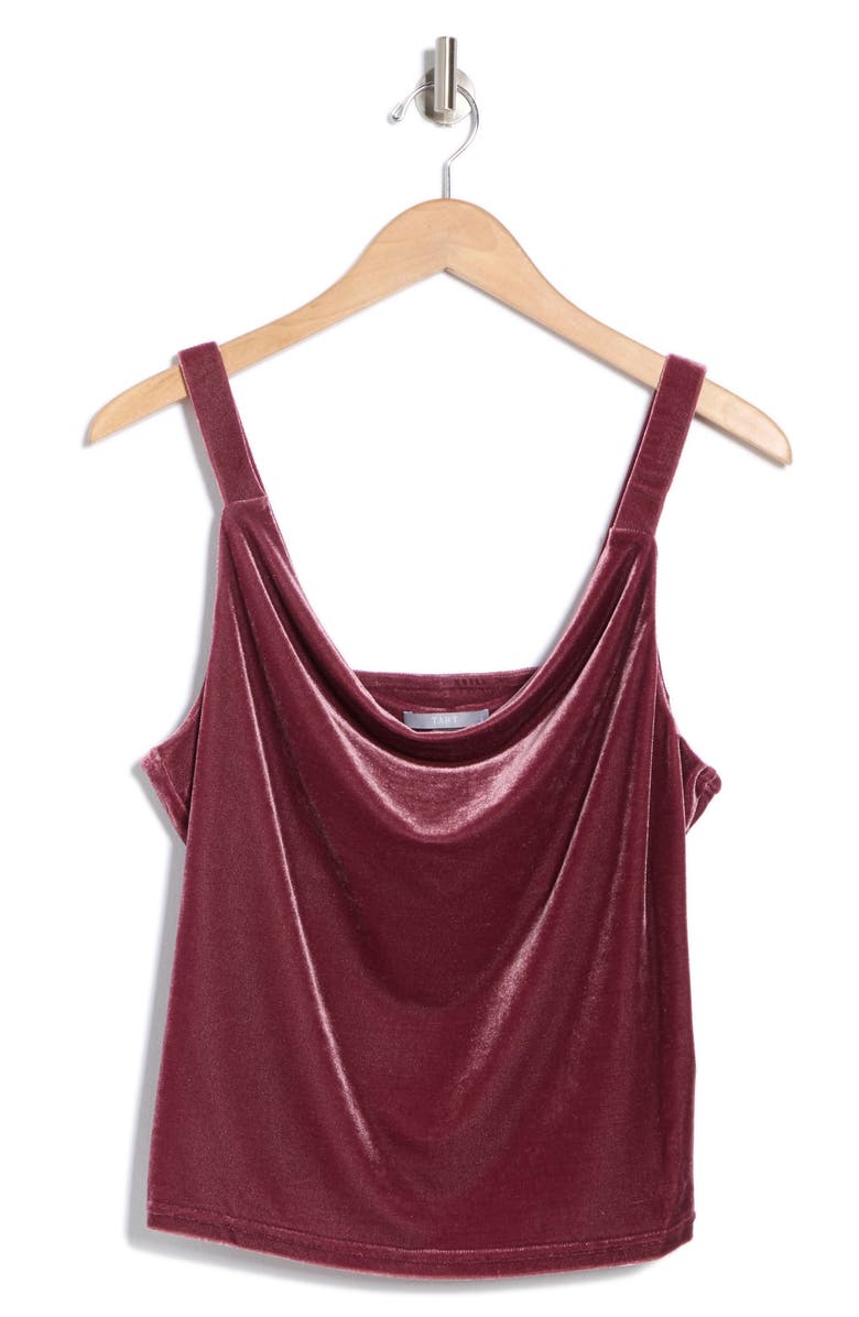 Tart Fern Velvet Cowl Neck Camisole, Alternate, color, Windsor Wine