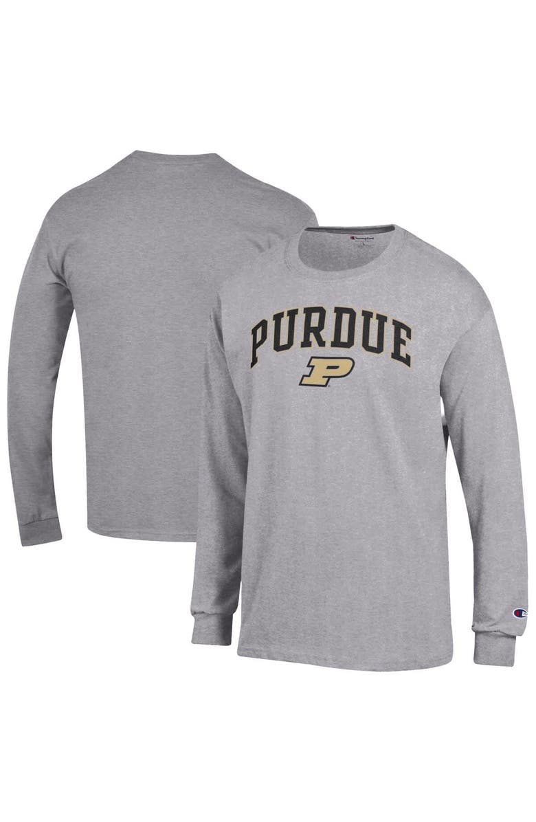 Champion Men's Champion  Heather Gray Purdue Boilermakers Arch Over Logo Long Sleeve T-Shirt, Alternate, color, Heather Gray