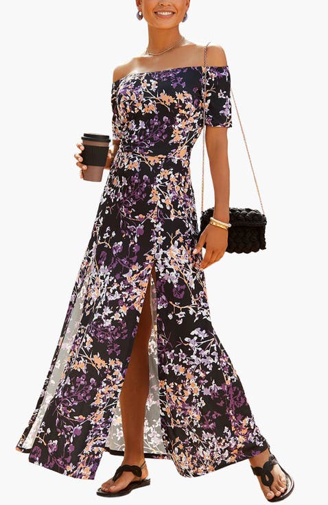 Women's Floral Off Shoulder Maxi Dress