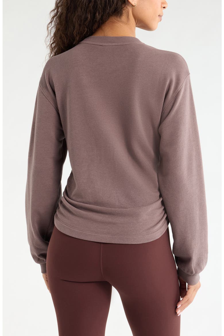 Ruched Side Cotton Blend French Terry Sweatshirt, Alternate, color, GREY PLUM