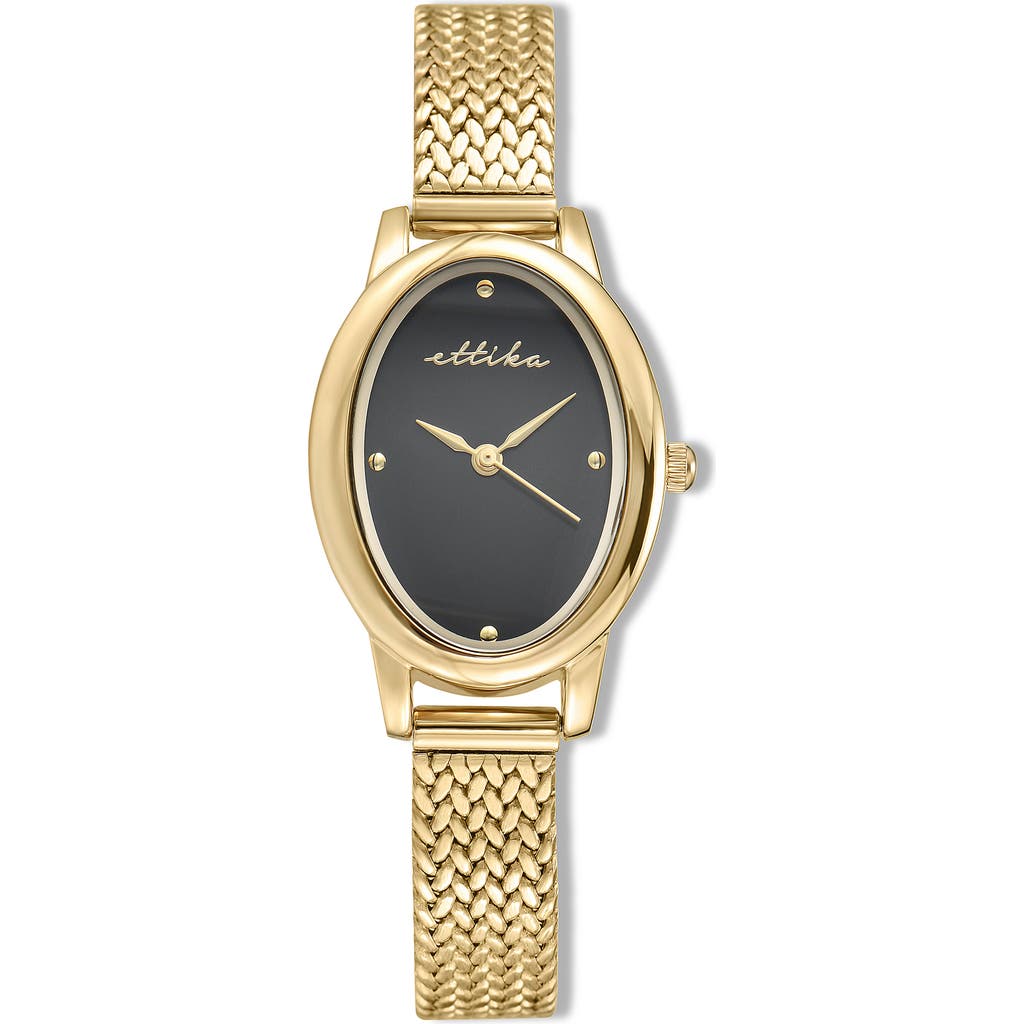 Ettika Oval Face Mesh Strap Watch In Gold