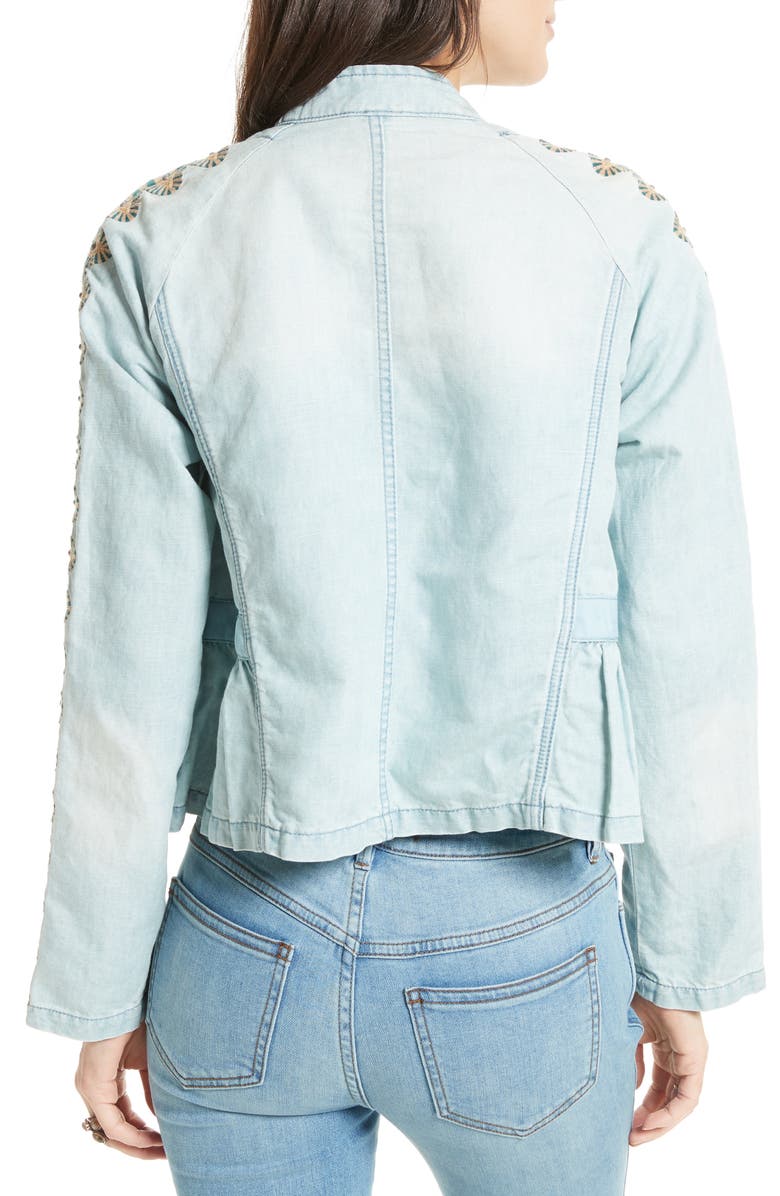 Free People Embroidered Linen & Cotton Jacket, Alternate, color, 