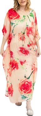 SAACHI Graceful Blossom Floral Print Cover-Up Kaftan