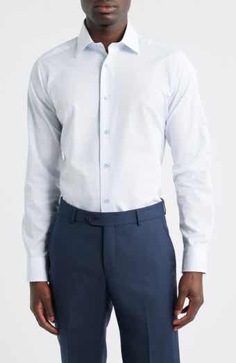 Slim Fit Geometric Pattern Cotton Dobby Dress Shirt