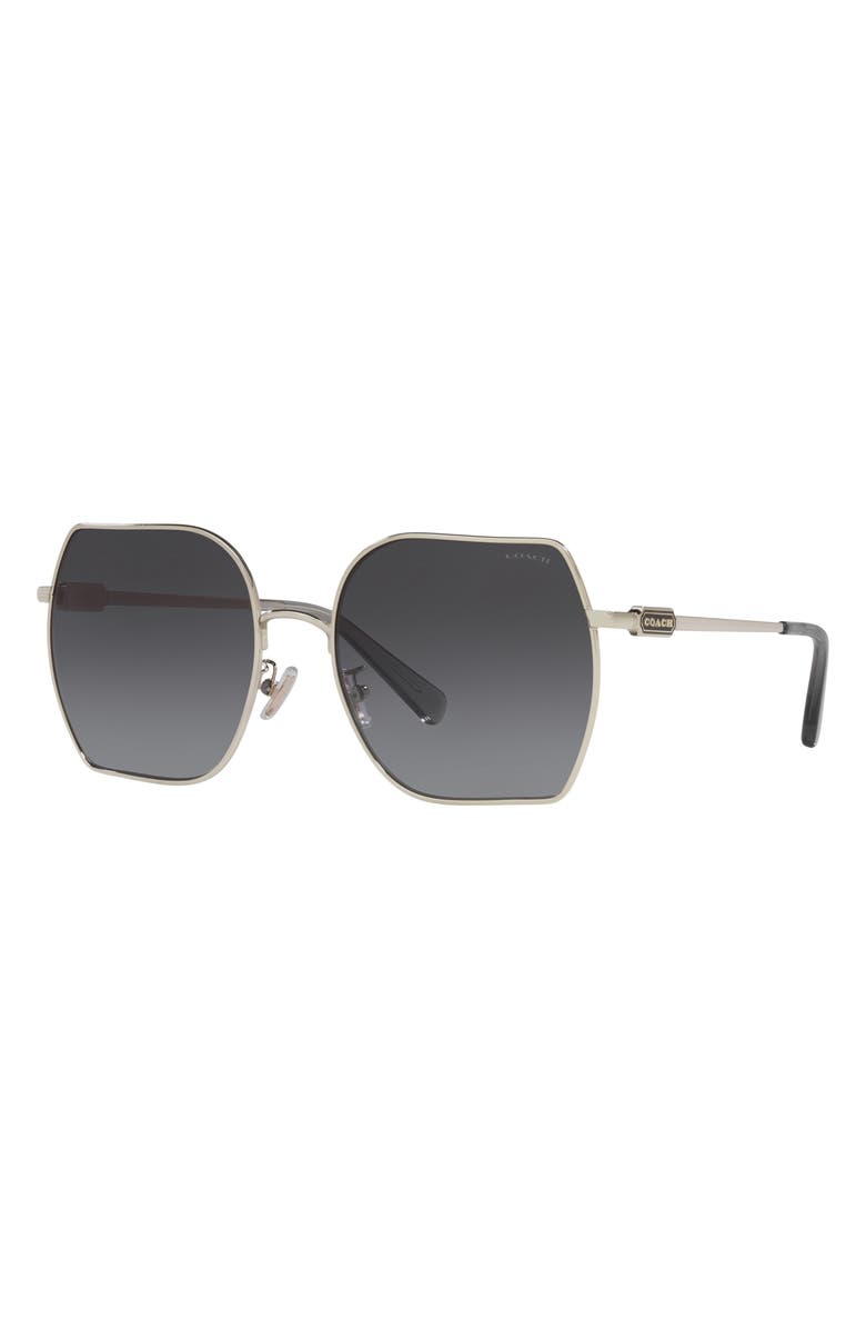 COACH 58mm Gradient Geometric Sunglasses, Alternate, color, Grey Flash