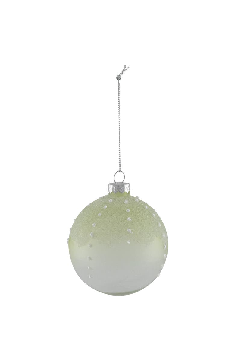 Northlight Snowflakes Shiny Glass Ball Christmas Ornaments - 3" (80mm) - Green and White  - 4ct, Alternate, color, Green