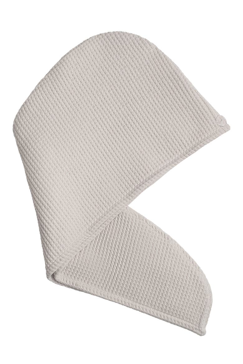 Waffle Terry Hair Towel, Main, color, LIGHT GREY