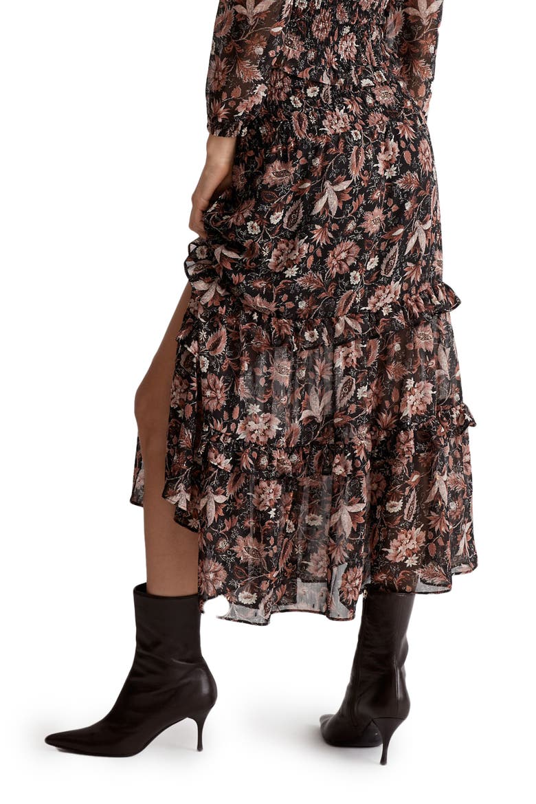 Ruffle Tiered Midi Skirt, Alternate, color, TRUE BLACK