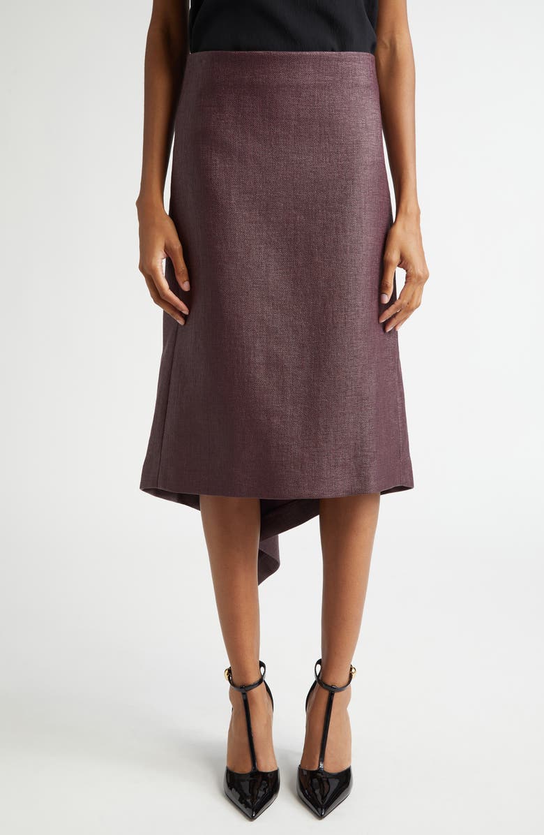 FERRAGAMO Asymmetric Cascade Detail Skirt, Main, color,