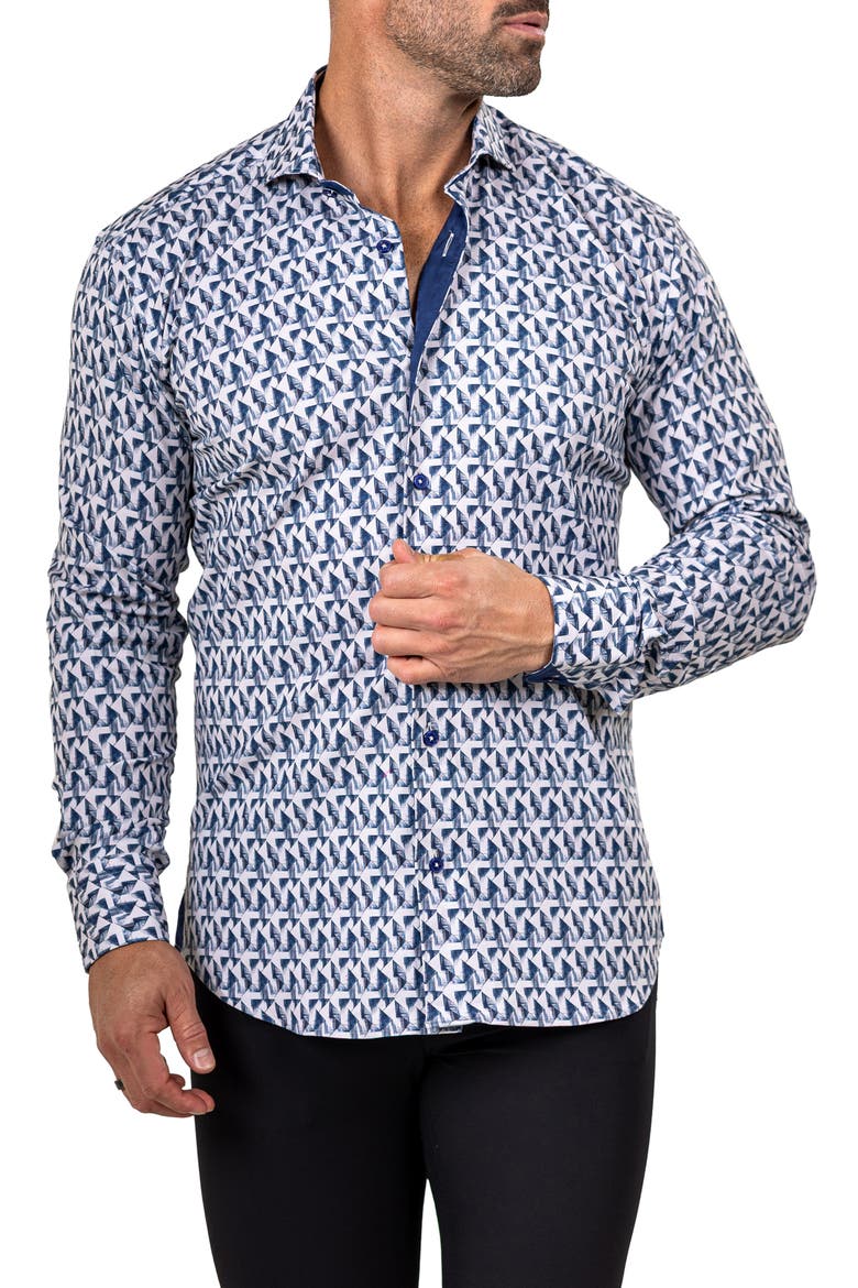 Eins Marthy Contemporary Fit Button-Up Shirt, Alternate, color, WHITE/BLUE