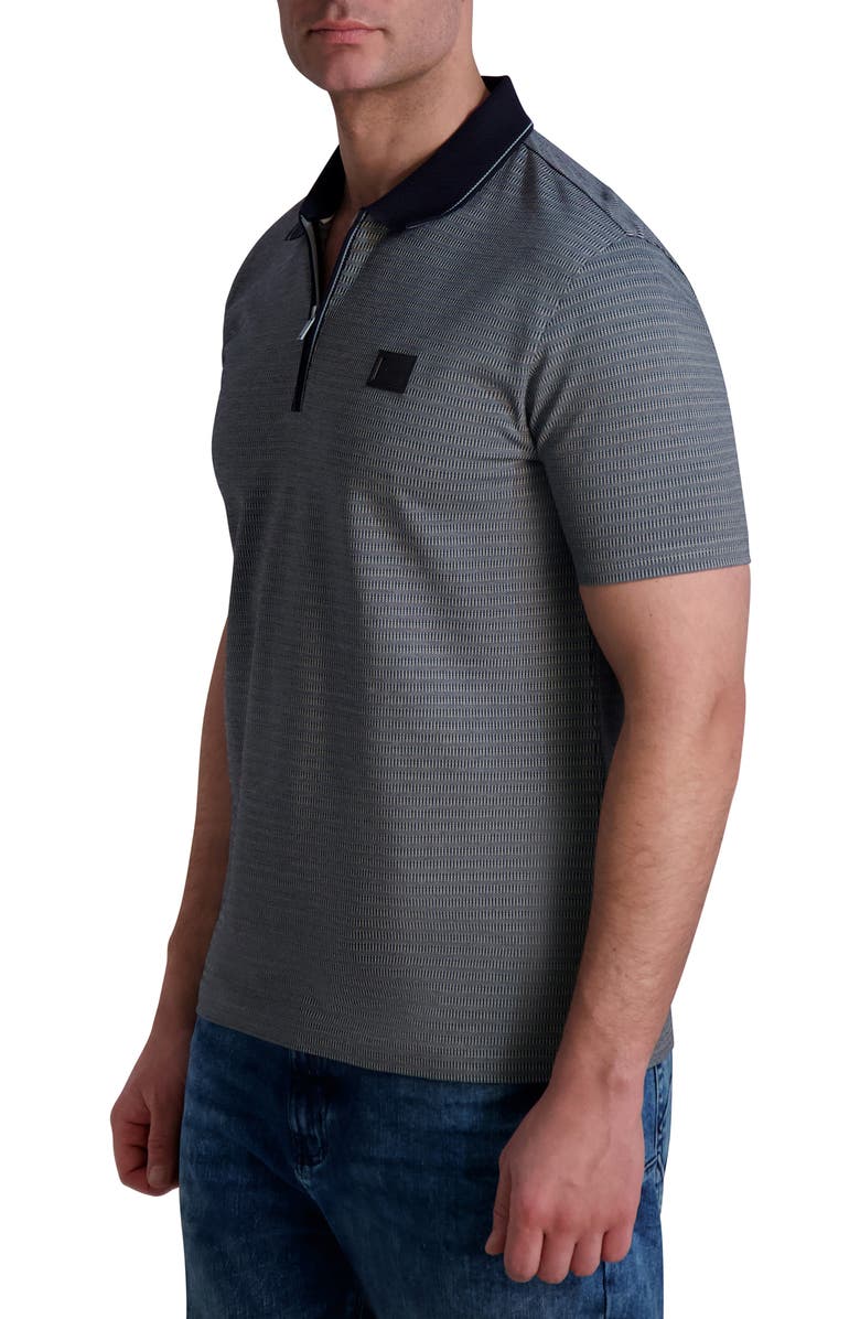 KARL LAGERFELD PARIS Performance Piqué Zip Polo, Alternate, color,