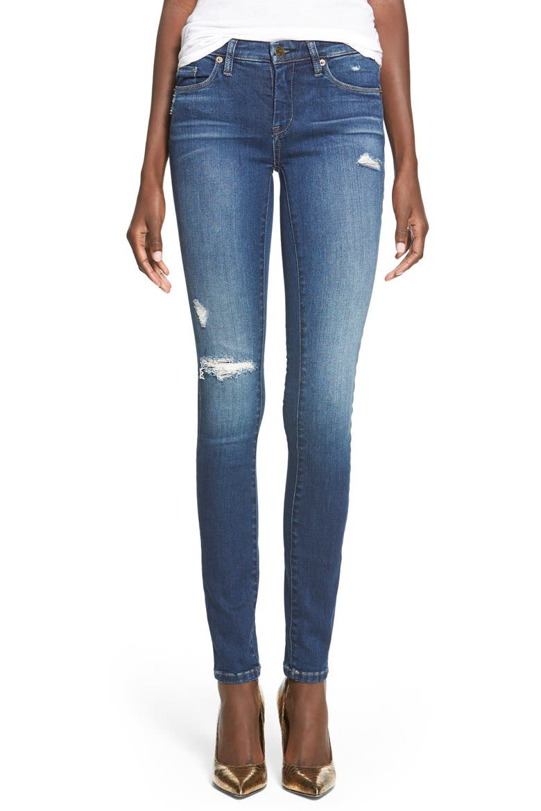 'Hotel' Distressed Skinny Jeans, Main, color, BLUE