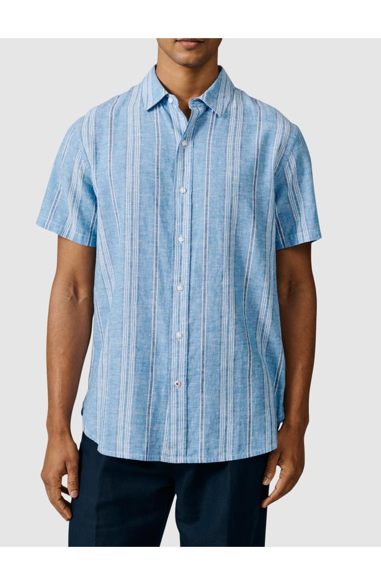 Aubin Austin Cotton Linen Short Sleeved Shirt, Alternate, color, Blue Irregular Stripe