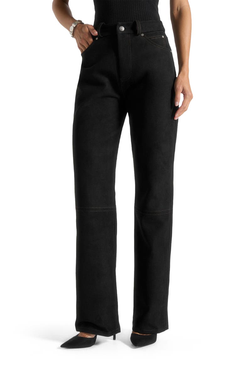 Kalie Suede Boyfriend Jeans, Alternate, color, Black