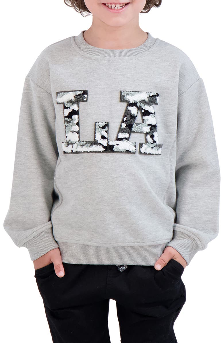 Andy & Evan Kids' Chenille LA Sweatshirt, Alternate, color, Grey La