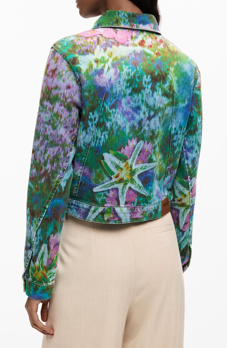 Desigual Floral Trucker Jacket, Alternate, color, Medium Blue