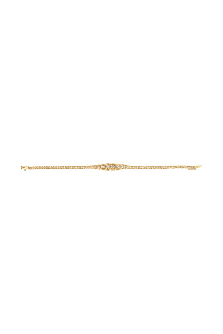 10K Yellow Gold 1/4 Cttw Diamond Basket Weave Rope Chain Style  Bracelet, Alternate, color, Yellow