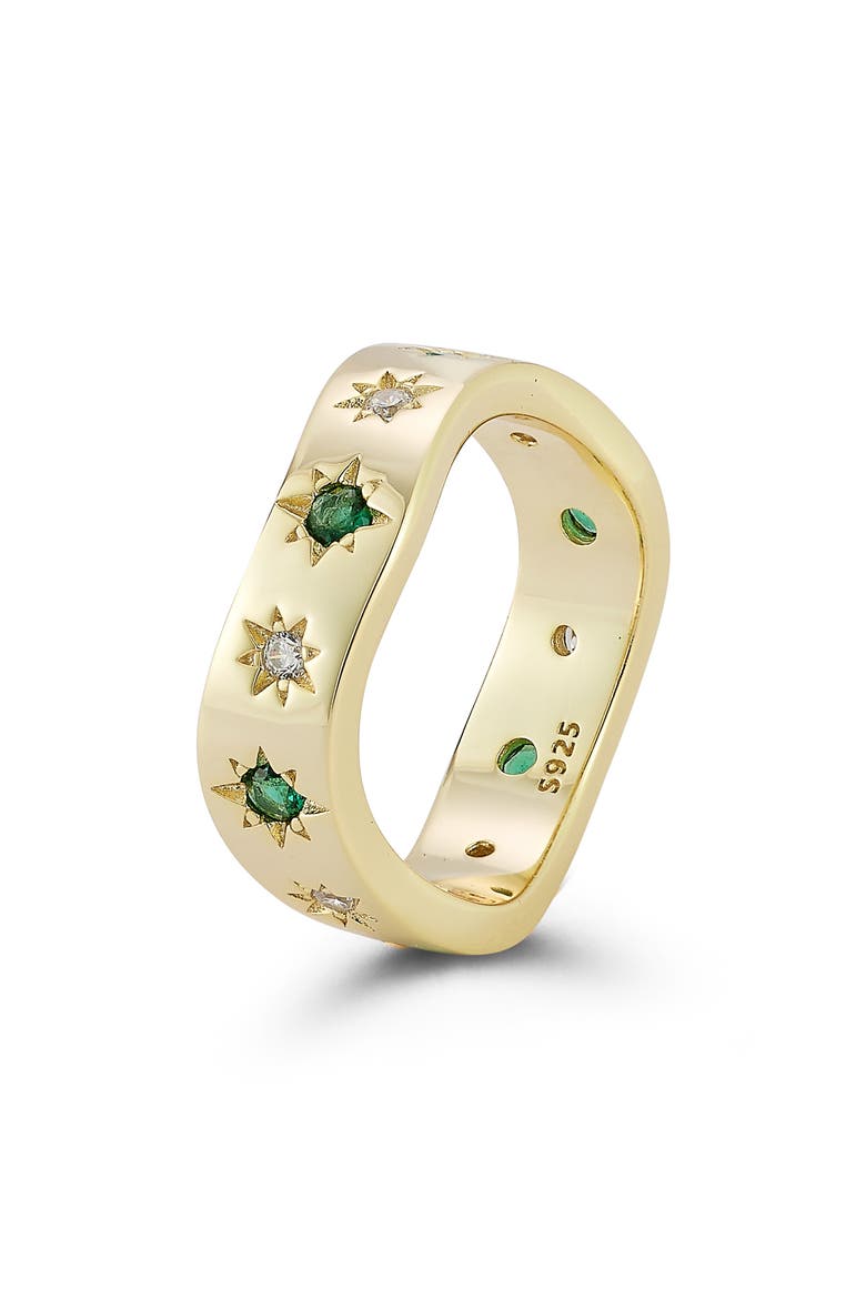 14K Gold Plated Sterling Silver Wave Band Ring, Alternate, color, GOLD