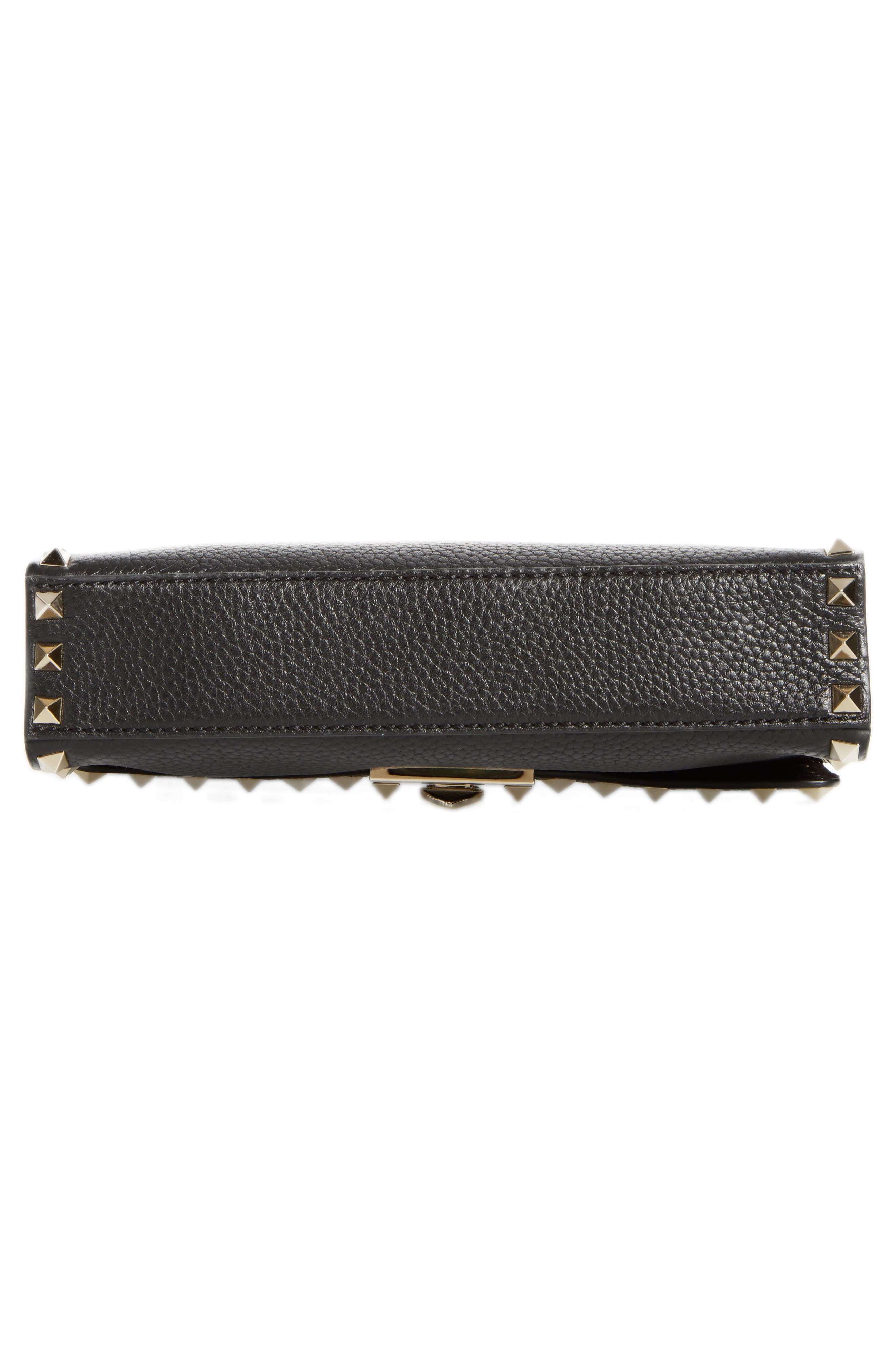 Medium Rockstud Leather Crossbody Bag, Alternate, color, BLACK