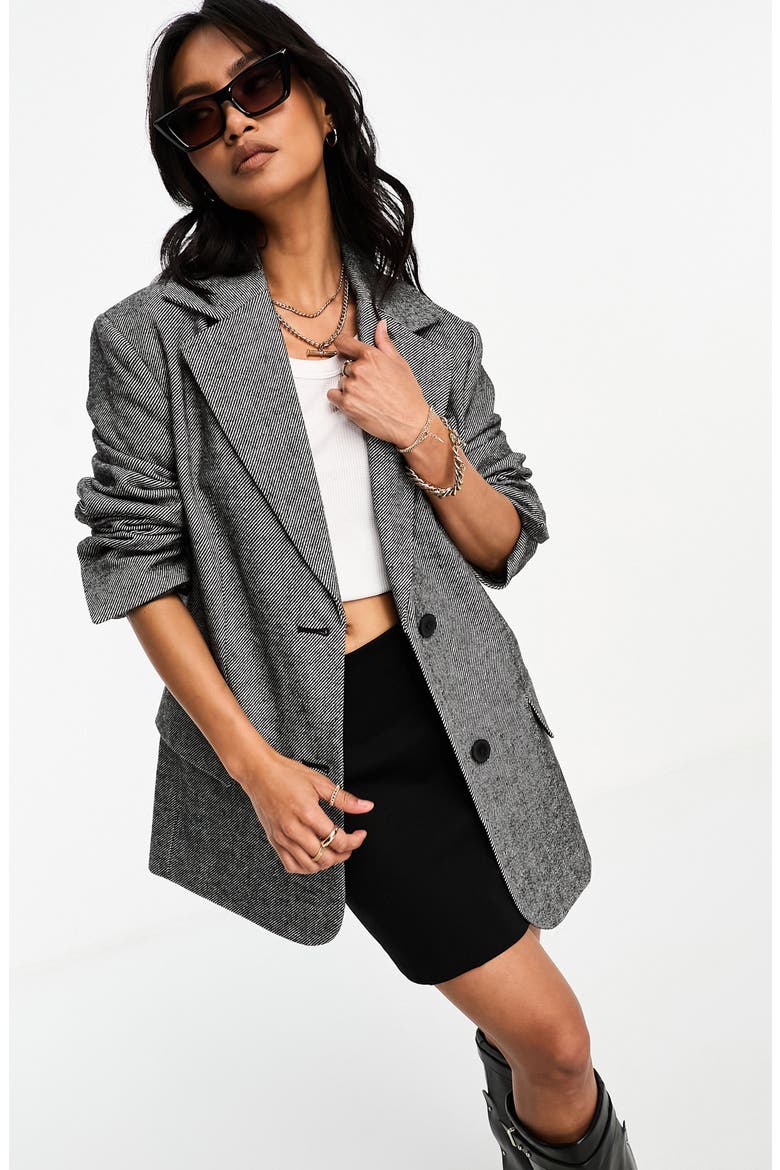 Oversize Twill Blazer, Main, color, BLACK