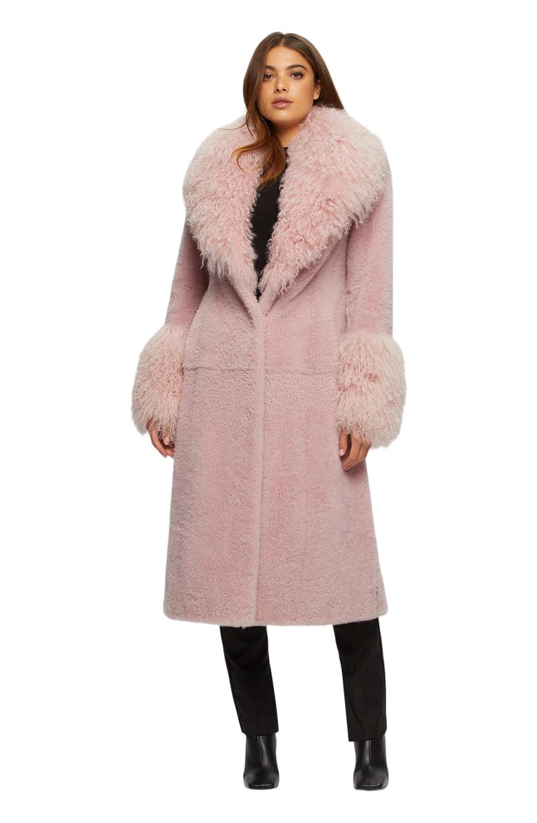 GORSKI Genuine Shearling Short Coat, Main, color, Pink