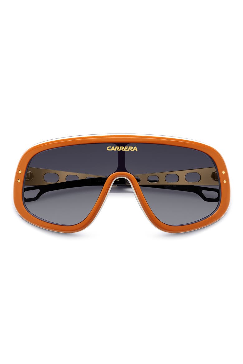 99mm FLAGLAB 17 99mm Shield Sunglasses, Main, color, ORANGE GOLD/ DARK GREY SF