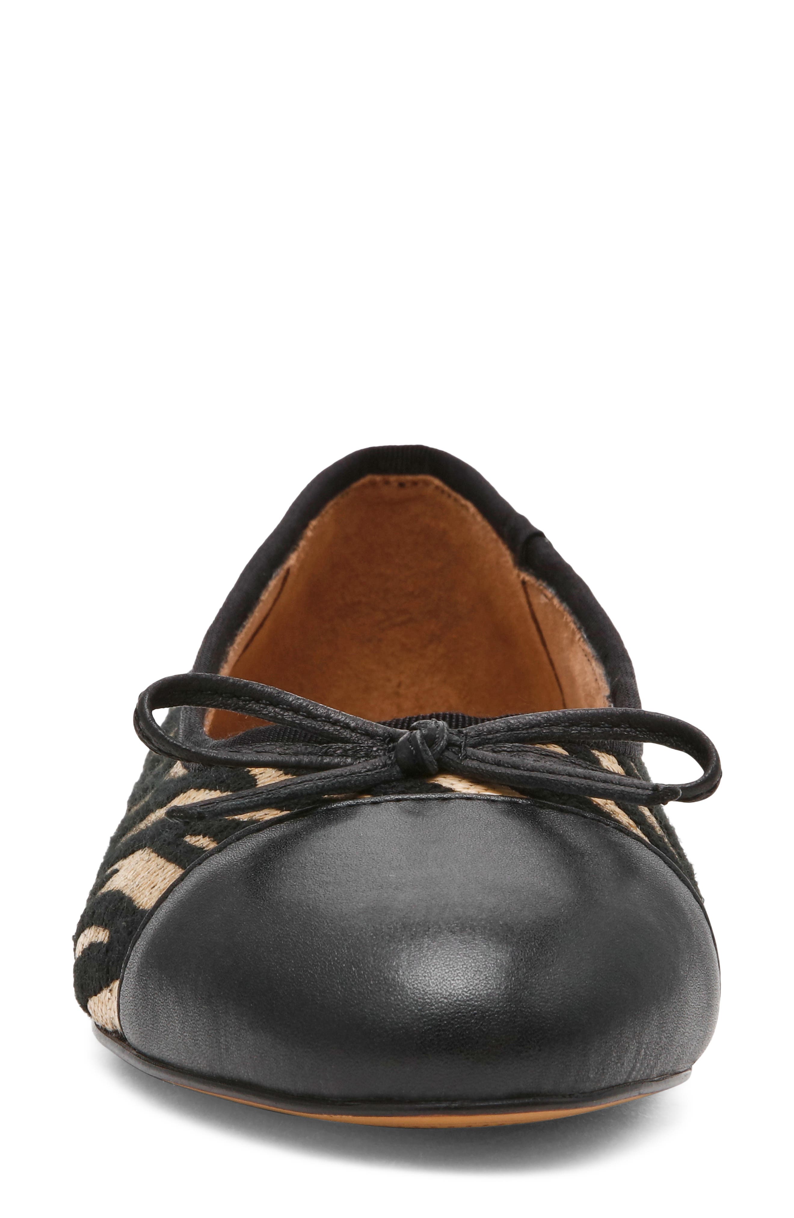 Kit Leather Ballet Flat, Alternate, color, BLACK/ TAN ZB