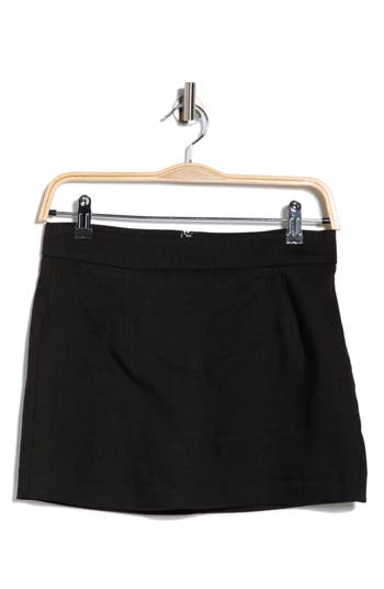 Frame Organic Linen Blend Miniskirt In Black