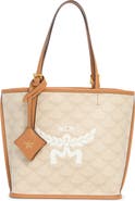 MCM Lauretos Coated Canvas Shopper Bag