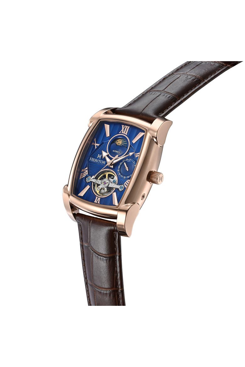 Valentin Mens Automatic Watch with Date, Alternate, color, Brown