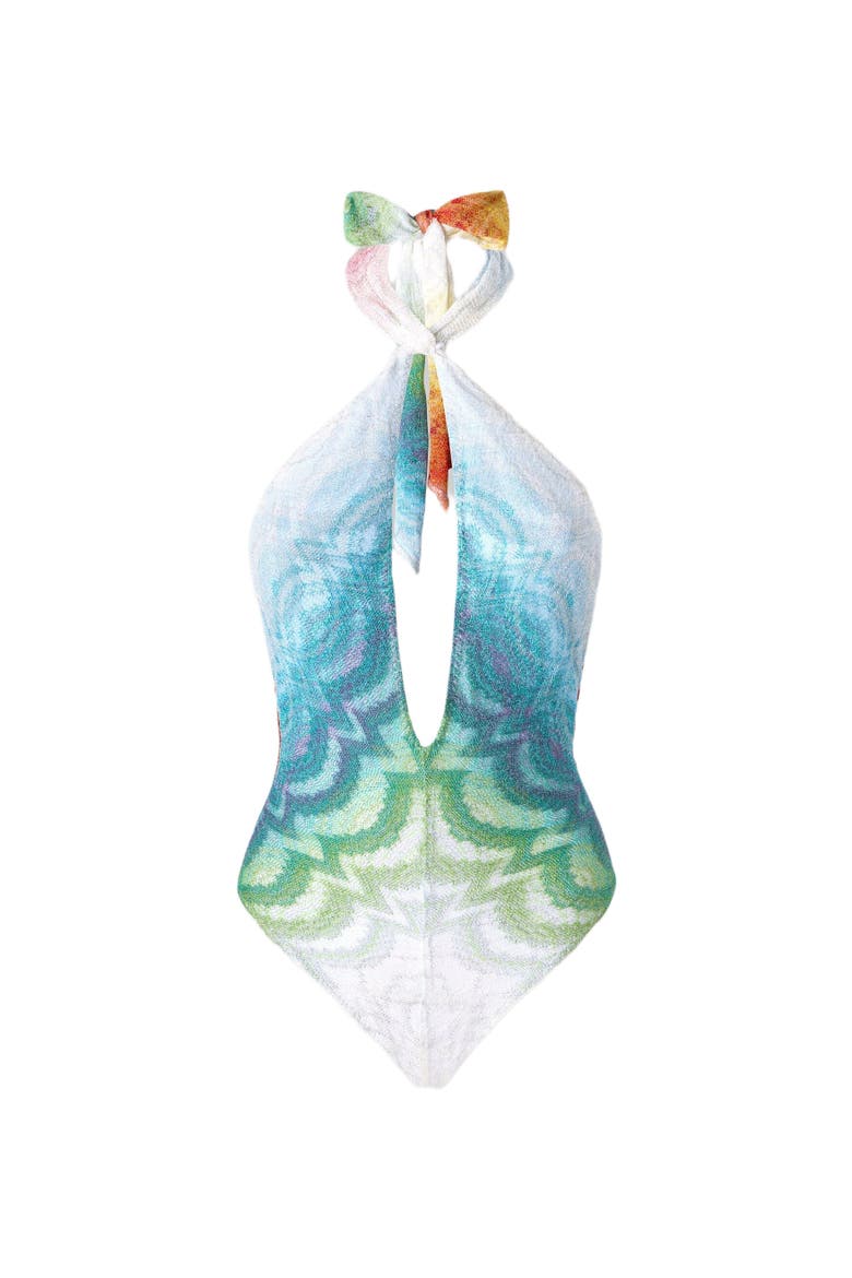 One-piece Swimsuit In Shaded Lamé Viscose With Cut-out Detail, Alternate, color, Multicoloured