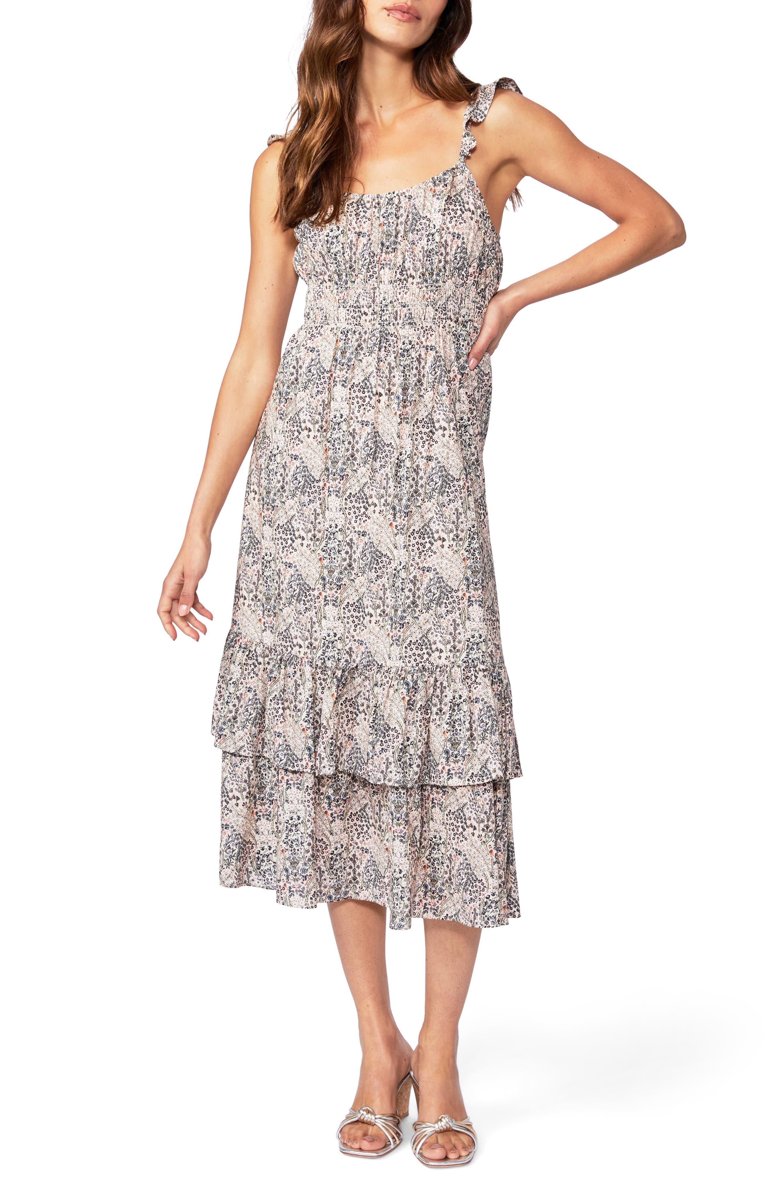 Gisella Calico Cotton Blend Midi Sundress