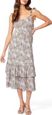 PAIGE Gisella Calico Cotton Blend Midi Sundress
