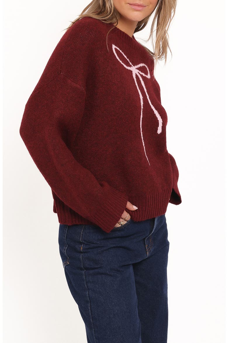 Kaori Bow Sweater, Alternate, color, BURGUNDY
